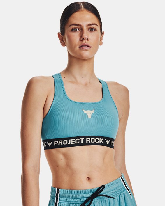 Women's Project Rock Crossback Training Ground Sports Bra in Blue image number 0
